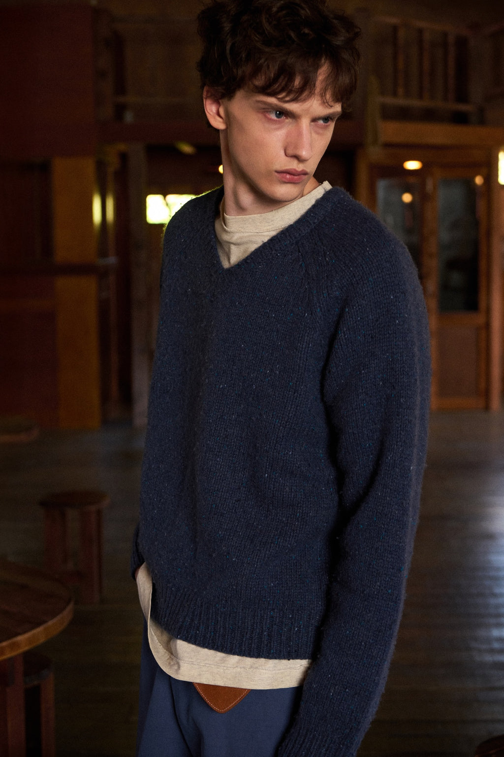 STU - Super Fine Wool V-neck Knit (Dark Blue) product image 10 | TRAB K-Fashion Australia