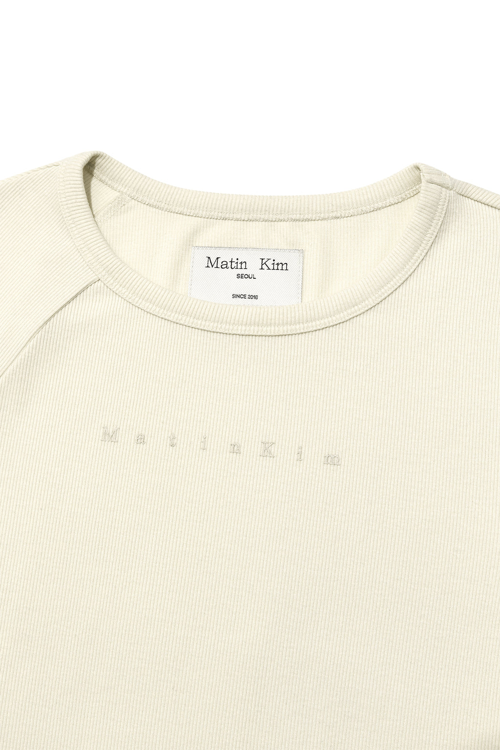 Matin Kim - Finger Hole Logo Printing Top (Light Beige) product image 3 | TRAB K-Fashion Australia