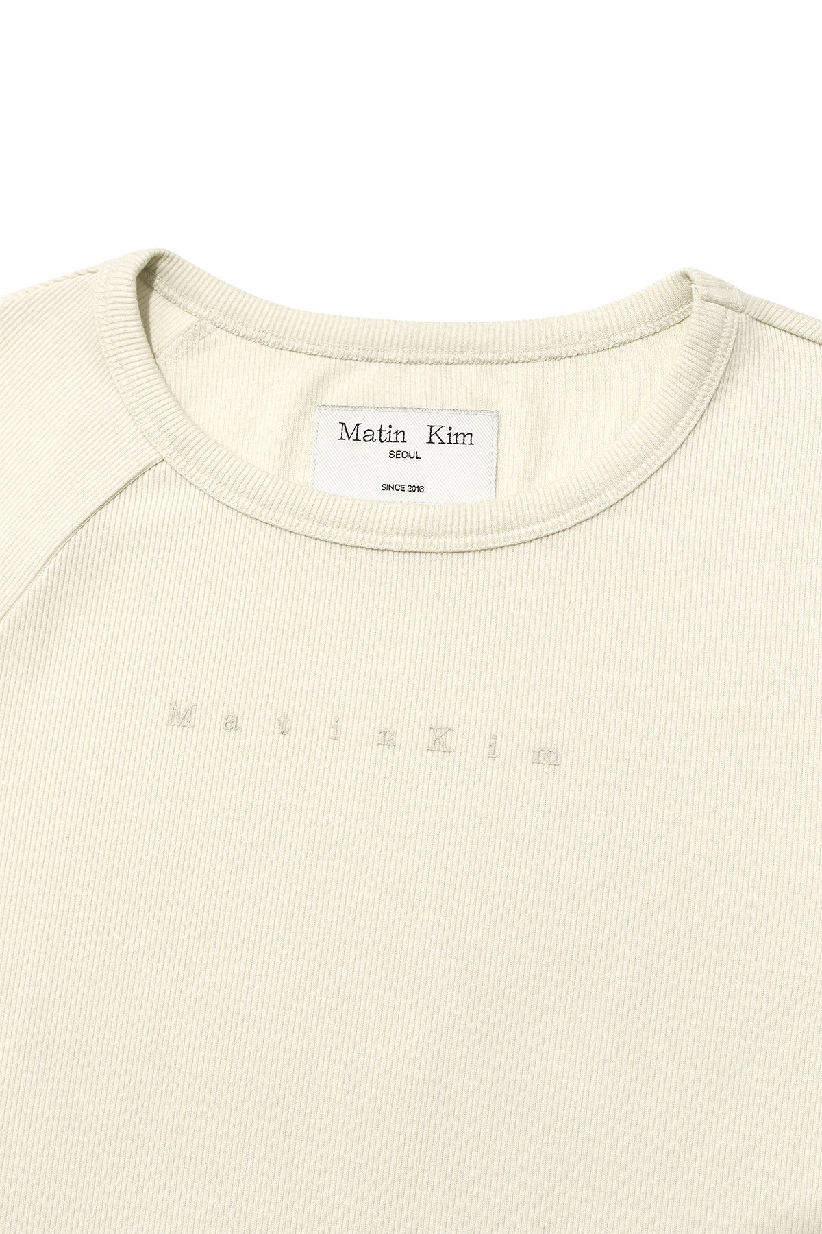 Matin Kim - Finger Hole Logo Printing Top (Light Beige) product image 3 | TRAB K-Fashion Australia