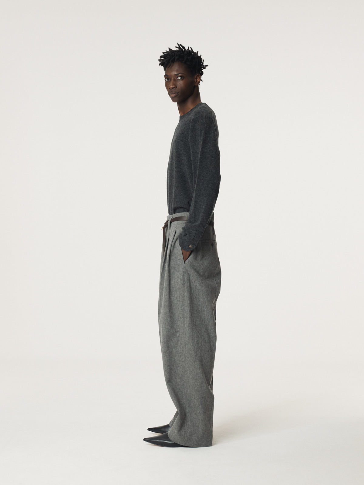 Recto - Shirt Cuffs Detail Knit Top (Charcoal Grey) product image 3 | TRAB K-Fashion Australia