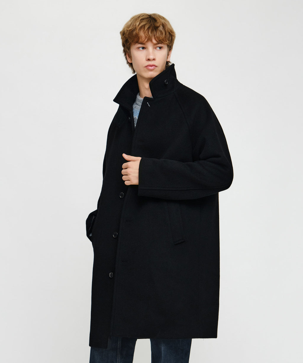 Marithe & Francois Girbaud - Wool Blend Long Balmacaan Coat (Black) product image 2 | TRAB K-Fashion Australia