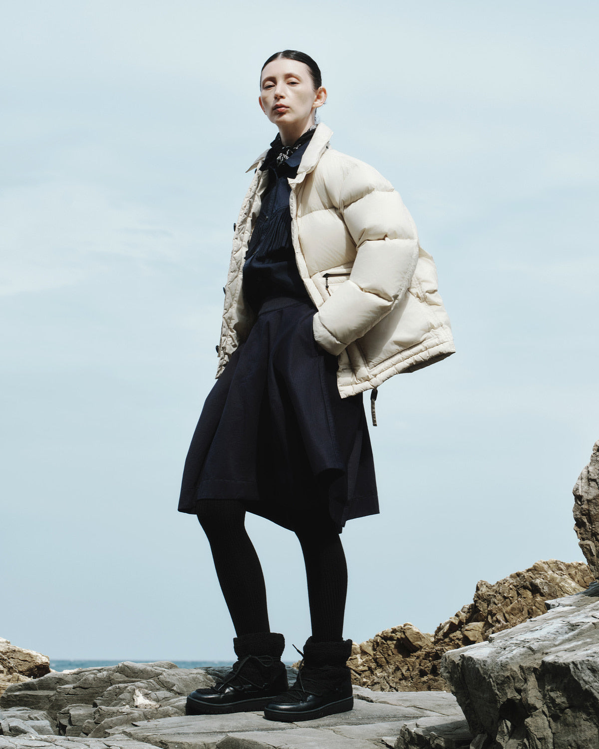 Eastlogue - Cascade Belted Skirt (Navy) product image 2 | TRAB K-Fashion Australia