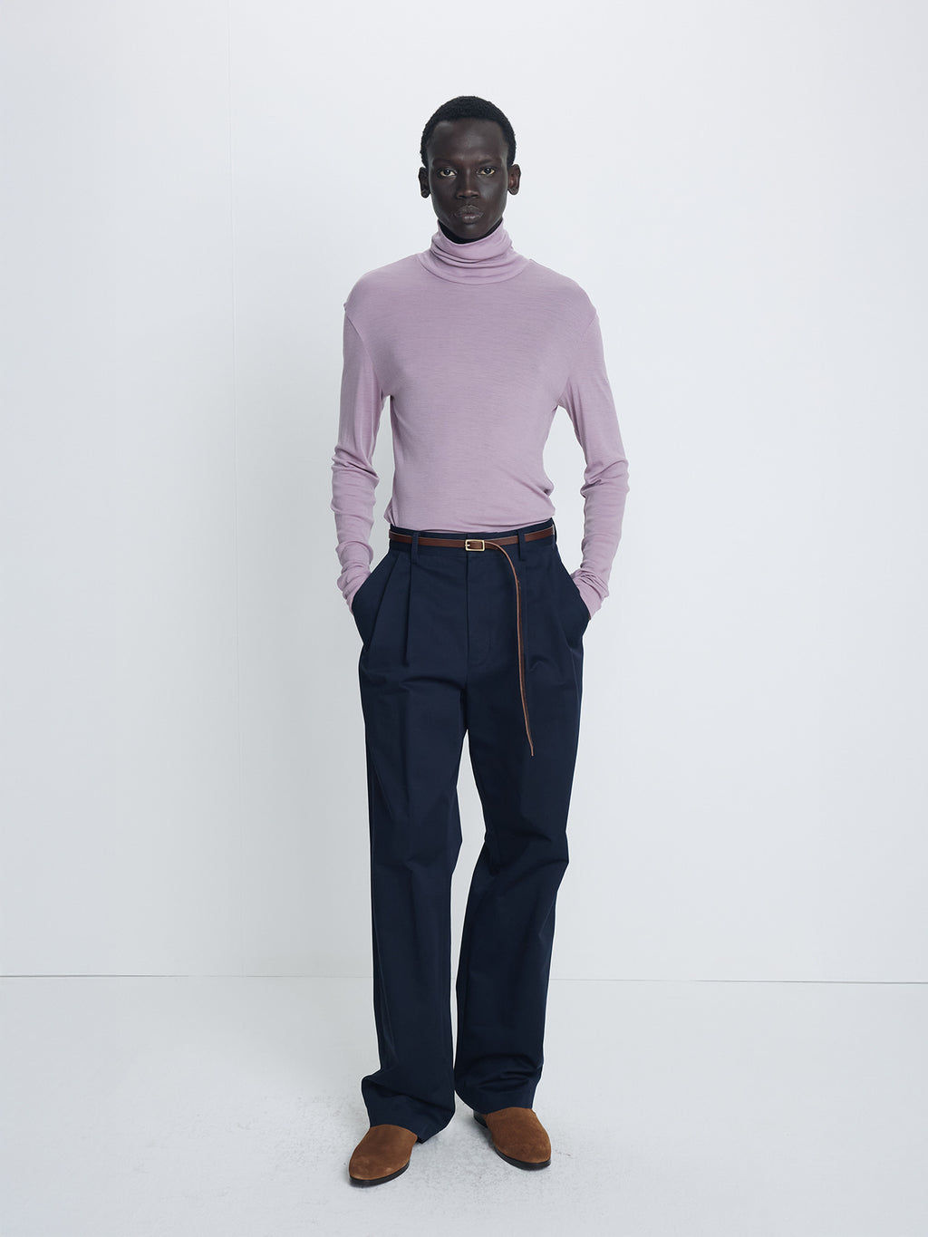 Tonywack - Cotton Drill Pleated Chino Pants (Navy) product image 4 | TRAB K-Fashion Australia