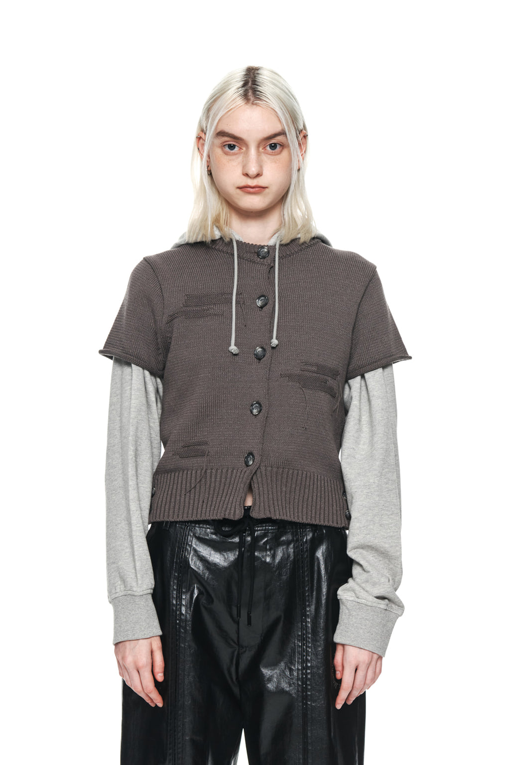 Matin Kim - Damage Round Half Cardigan (Charcoal) product image 10 | TRAB K-Fashion Australia