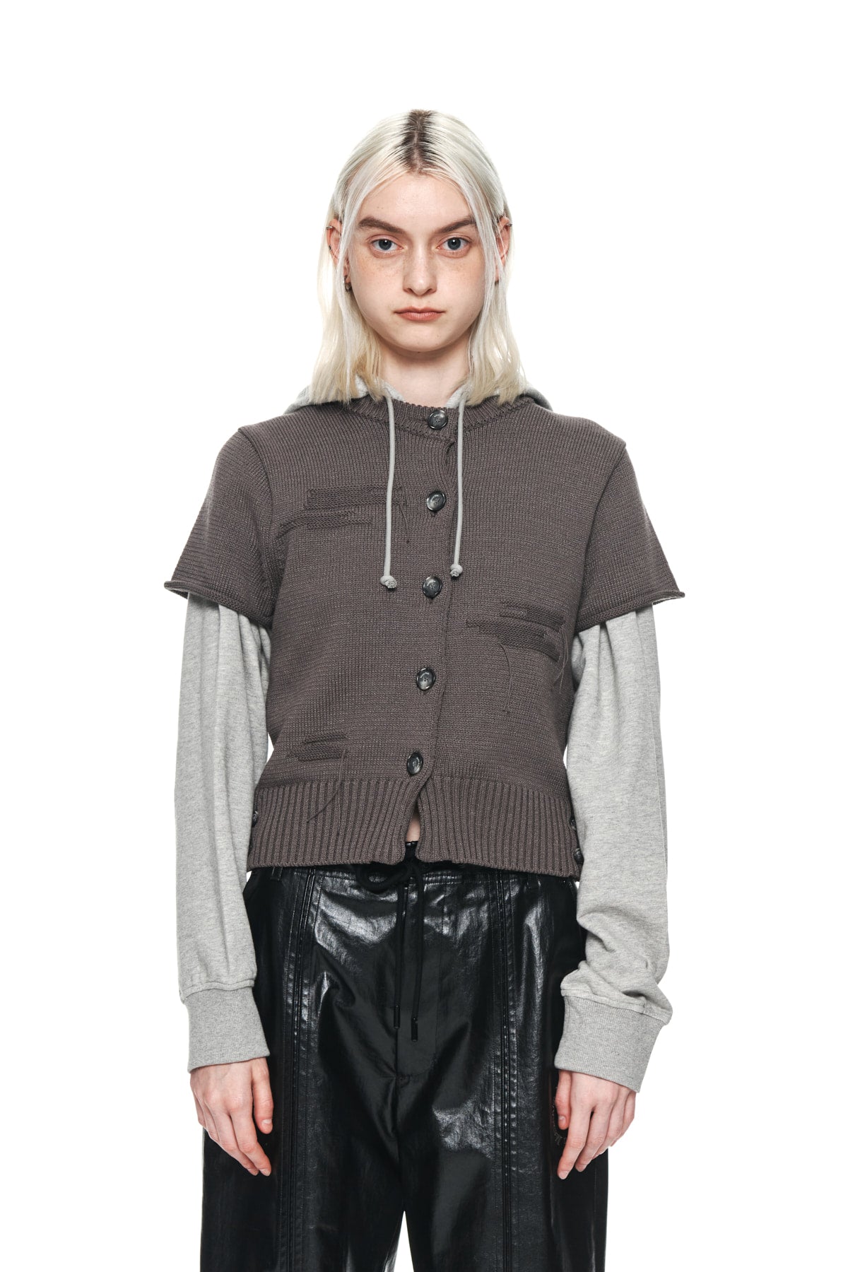 Matin Kim - Damage Round Half Cardigan (Charcoal) product image 10 | TRAB K-Fashion Australia