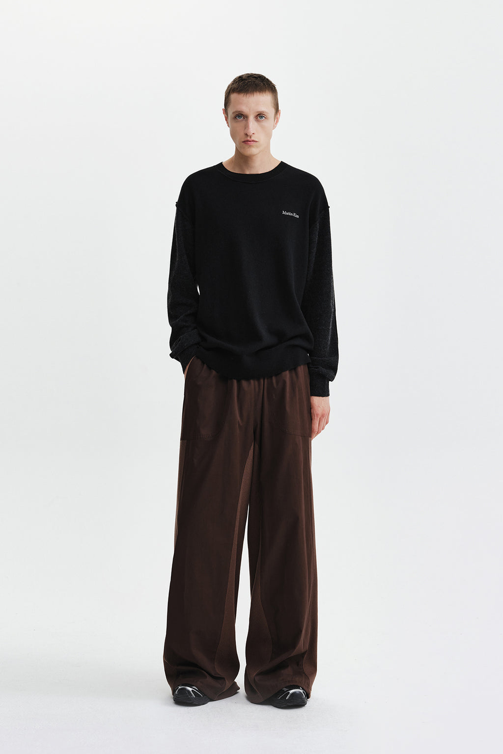 Matin Kim - Waffle Color Block Track Pants (Brown) product image 10 | TRAB K-Fashion Australia