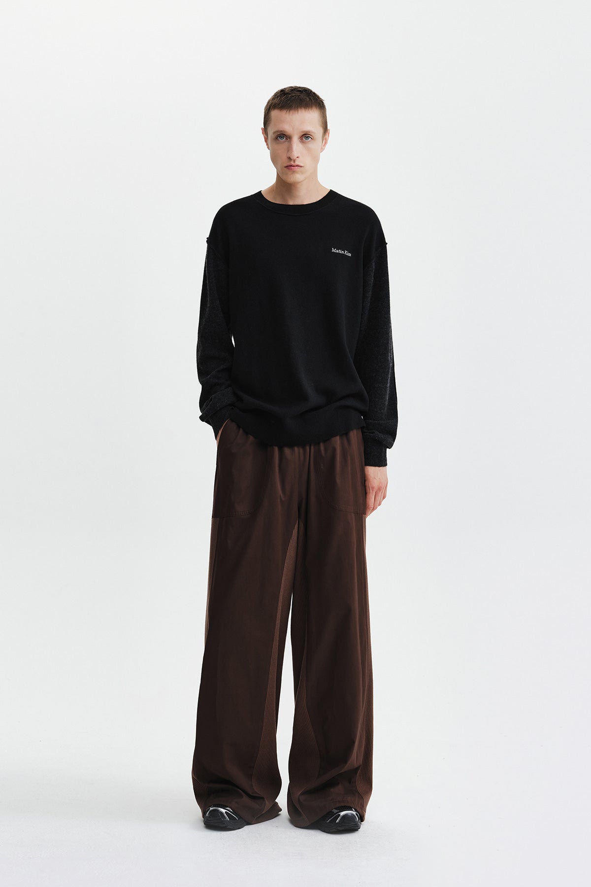 Matin Kim - Waffle Color Block Track Pants (Brown) product image 10 | TRAB K-Fashion Australia