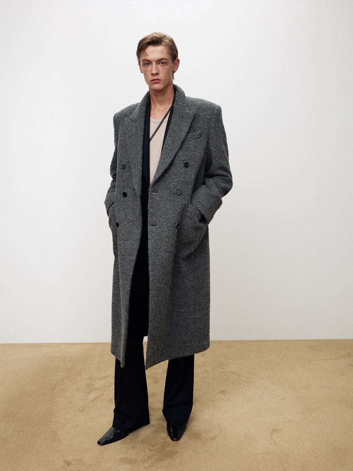 Tonywack - Textured Wool And Alpaca Double-Breasted Coat (Grey) product image 1 | TRAB K-Fashion Australia