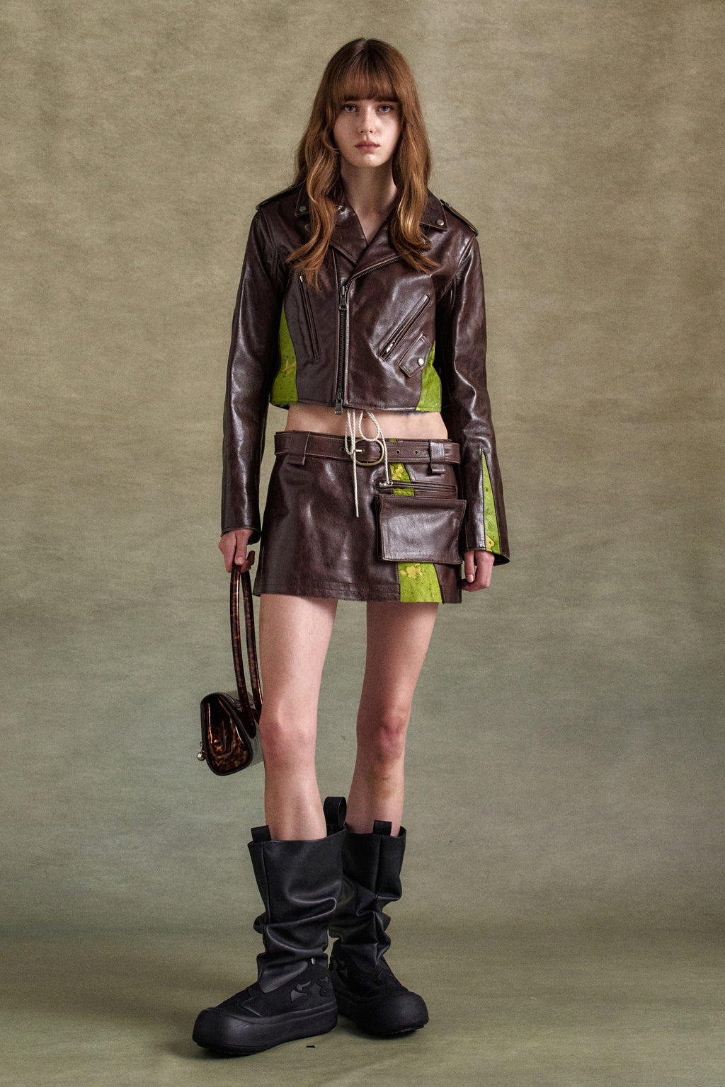 Andersson Bell - Paneled Crop Rider Jacket (Brown) product image 7 | TRAB K-Fashion Australia