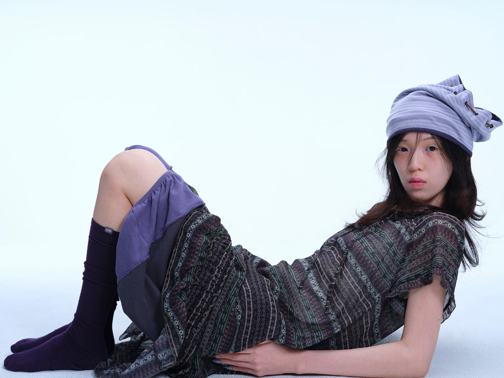 Coyseio - Reversible Drawstring Beanie (Blue Charcoal) product image 5 | TRAB K-Fashion Australia