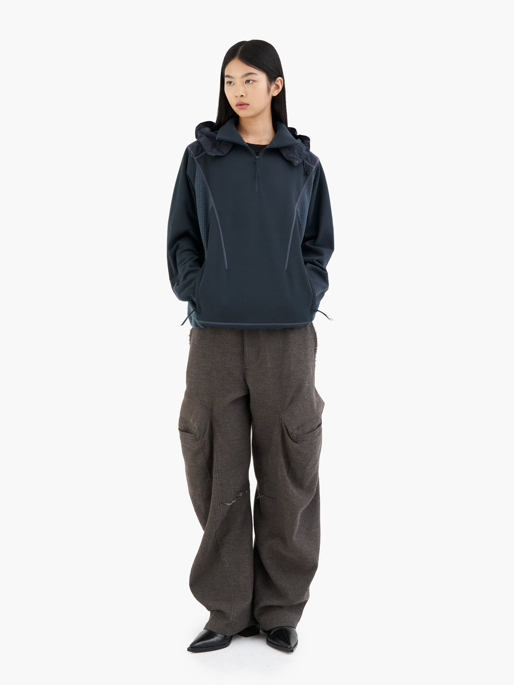 Jiyong Kim - Raw Edged 3D Pocket Trousers (Brown) product image 2 | TRAB K-Fashion Australia