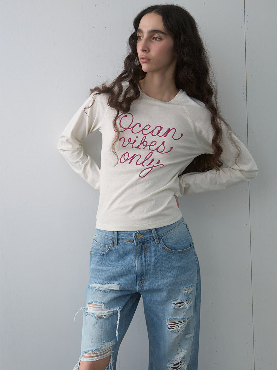 Kijun - Ocean Vibes Tee (Ivory) product image 2 | TRAB K-Fashion Australia