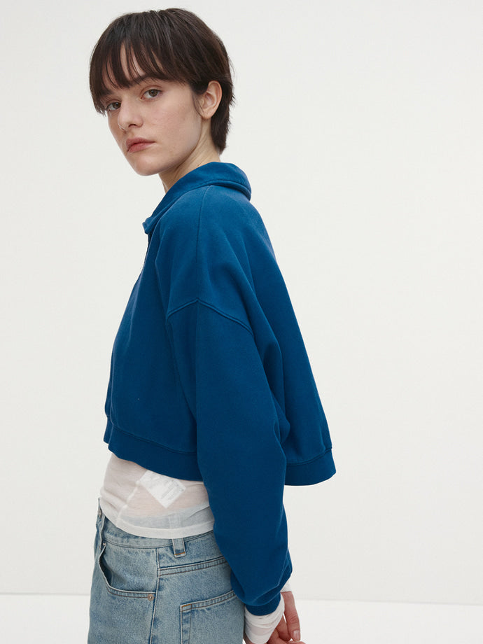 Tonywack - Garment-Dyed Cropped Zip Up Sweatshirt (Indigo) product image 2 | TRAB K-Fashion Australia