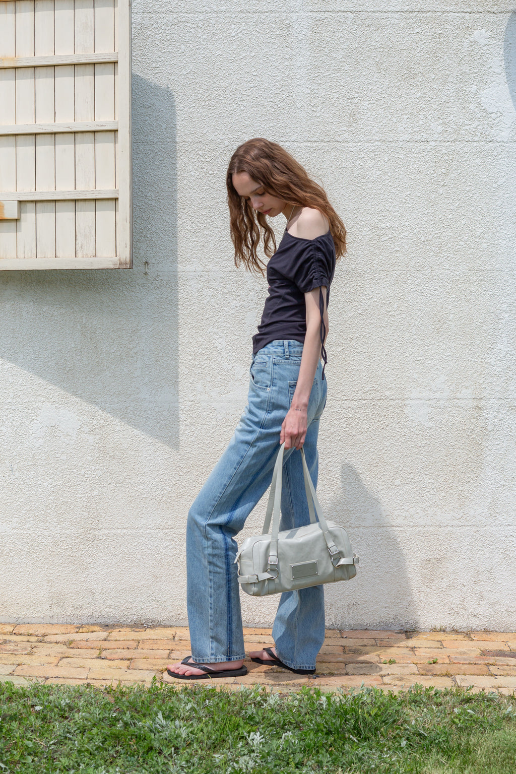 Matin Kim - Pocket Washed Point Denim Pants (Light Blue) product image 8 | TRAB K-Fashion Australia
