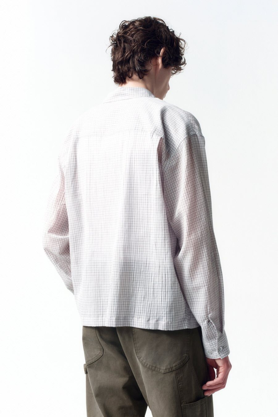 Insilence - Lightweight Crop Check Shirt (Light Grey) product image 4 | TRAB K-Fashion Australia