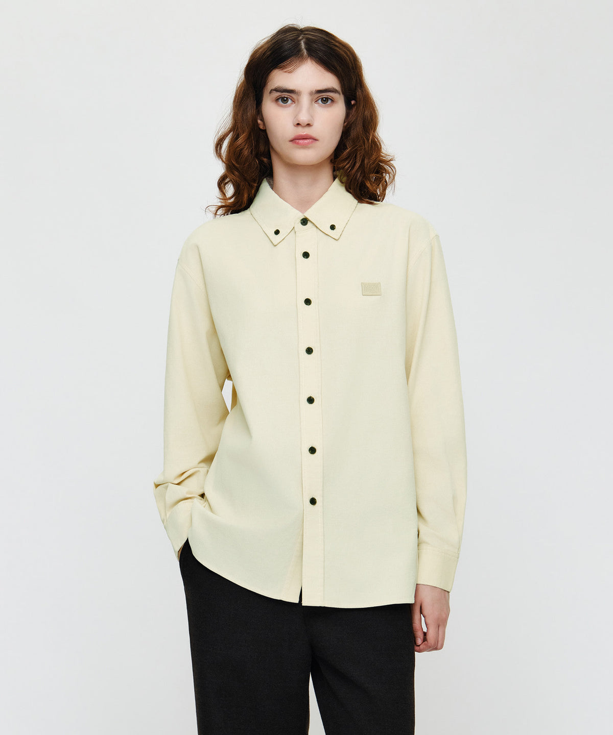 Marithe & Francois Girbaud - Micro Classic Logo Corduroy Shirt (Ivory) product image 1 | TRAB K-Fashion Australia