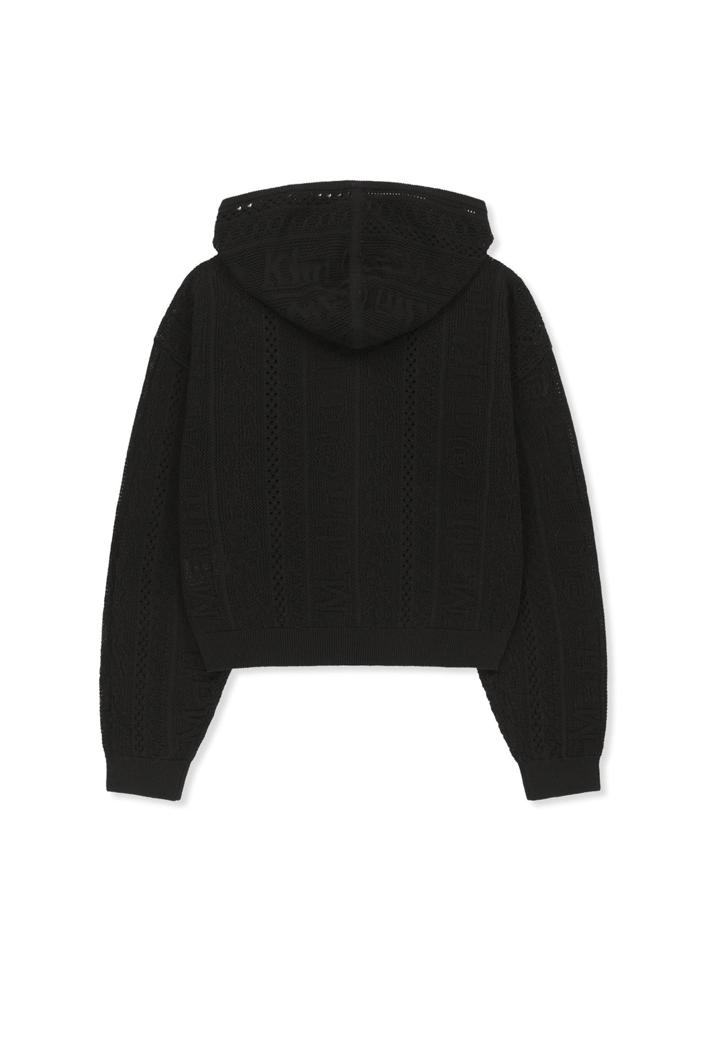 Matin Kim - Mesh Logo Knit Hoody Zip Up (Black) product image 2 | TRAB K-Fashion Australia