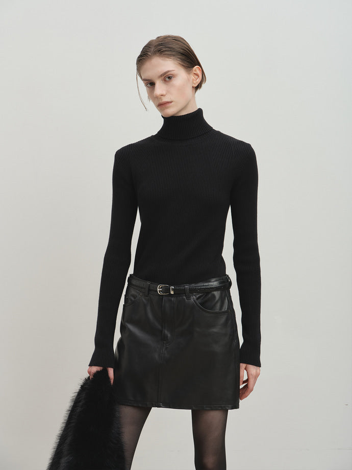 Tonywack - Slim-Fit Ribbed Turtleneck (Black) product image 2 | TRAB K-Fashion Australia