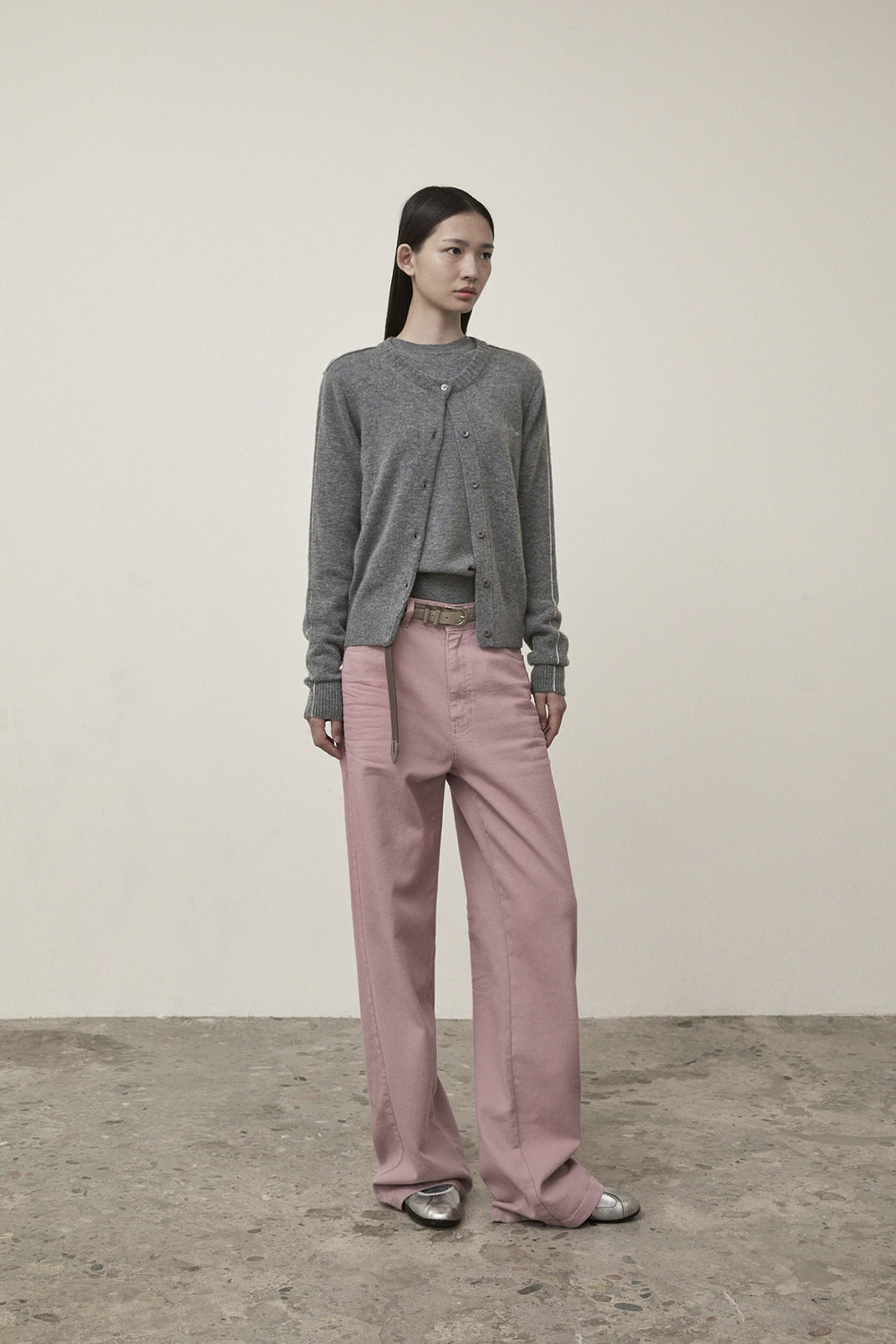 Matin Kim - Cashmere Blended Round Knit Cardigan (Grey) product image 7 | TRAB K-Fashion Australia
