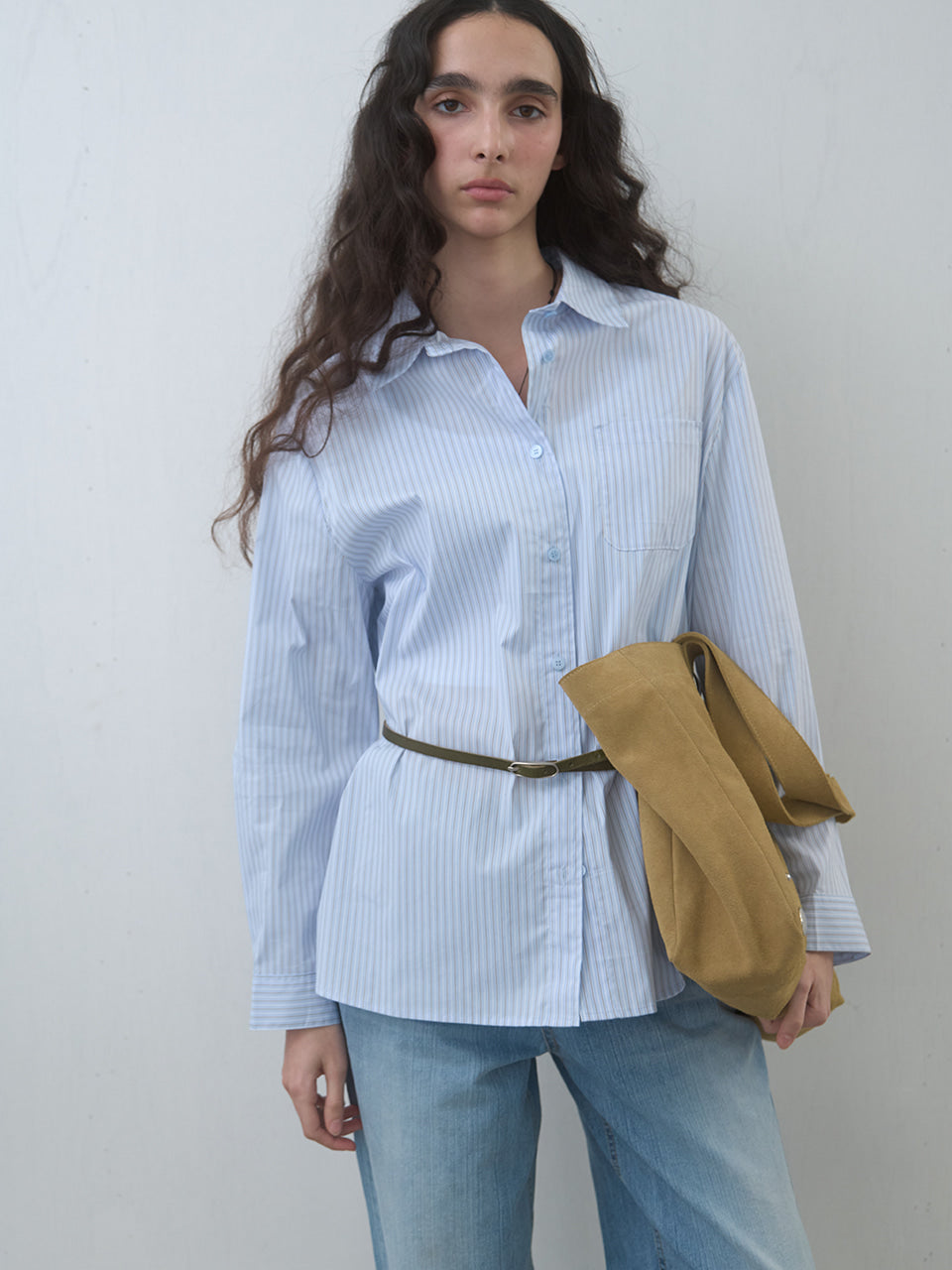 Kijun - Stripe Oversized Shirt (Sky Blue) product image 3 | TRAB K-Fashion Australia