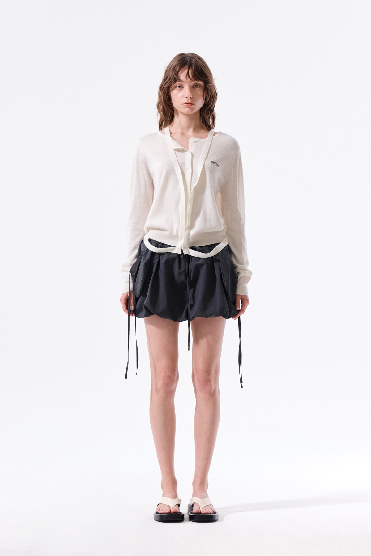 Matin Kim - Strap Detail Ballon Skirt (Charcoal) product image 13 | TRAB K-Fashion Australia
