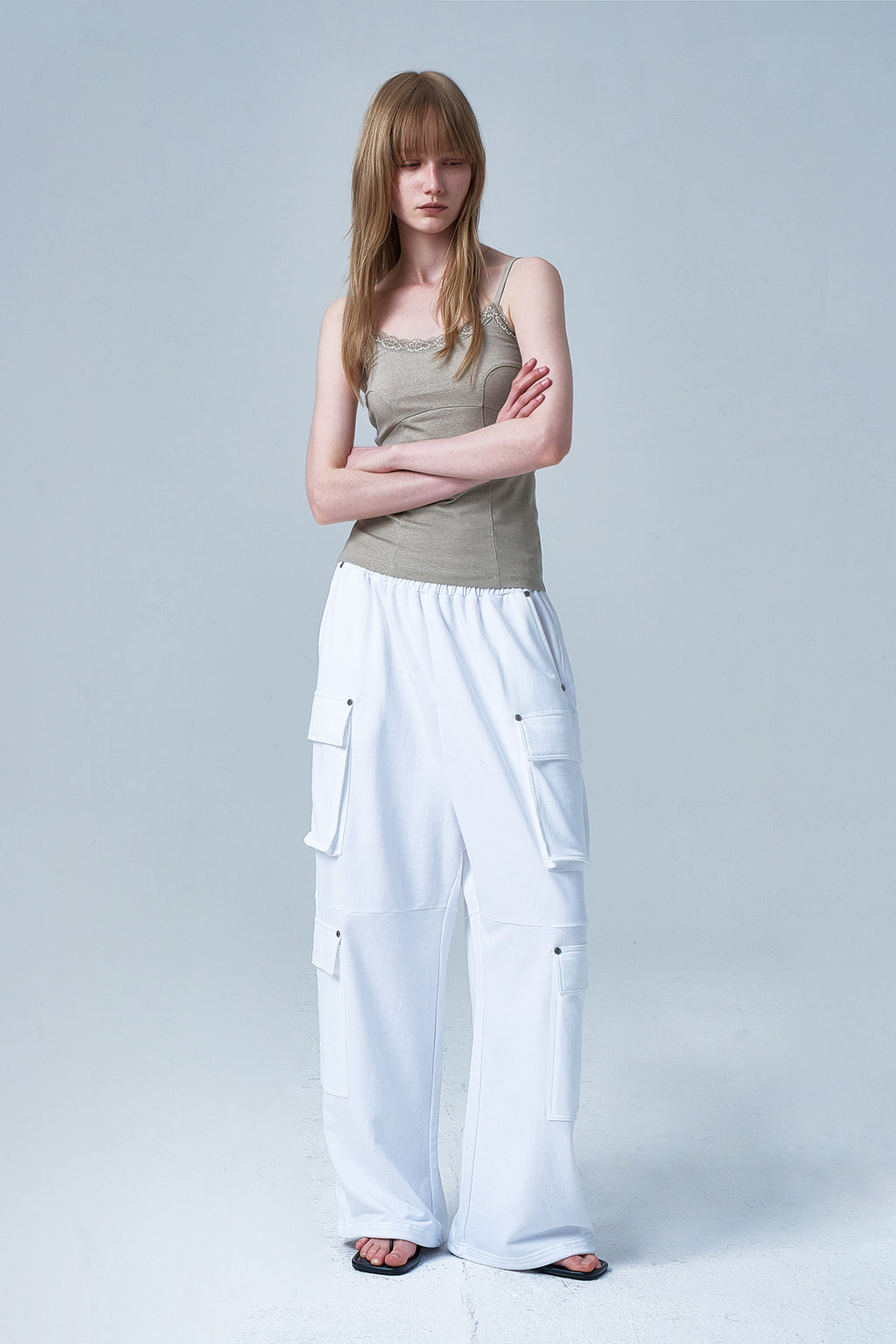Deinet - Utility Cargo Sweat Pants (White) product image 6 | TRAB K-Fashion Australia