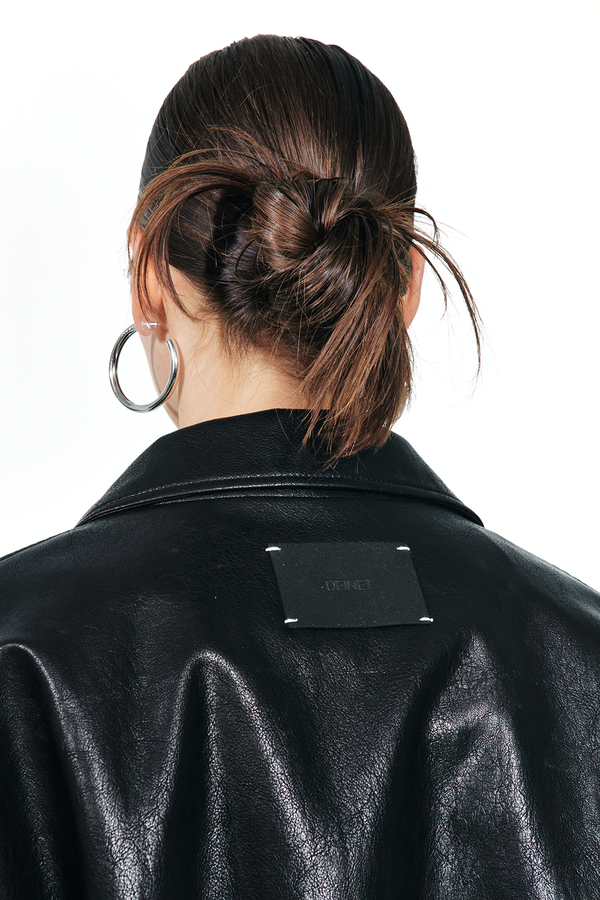 Deinet - Faux-Leather Bomber Banded Jumper (Black) product image 7 | TRAB K-Fashion Australia