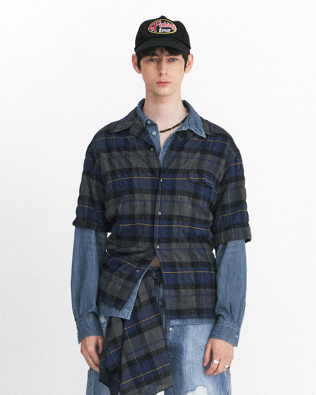 Eastlogue - Holiday Half Shirts (Blue & Grey Check) product image 3 | TRAB K-Fashion Australia