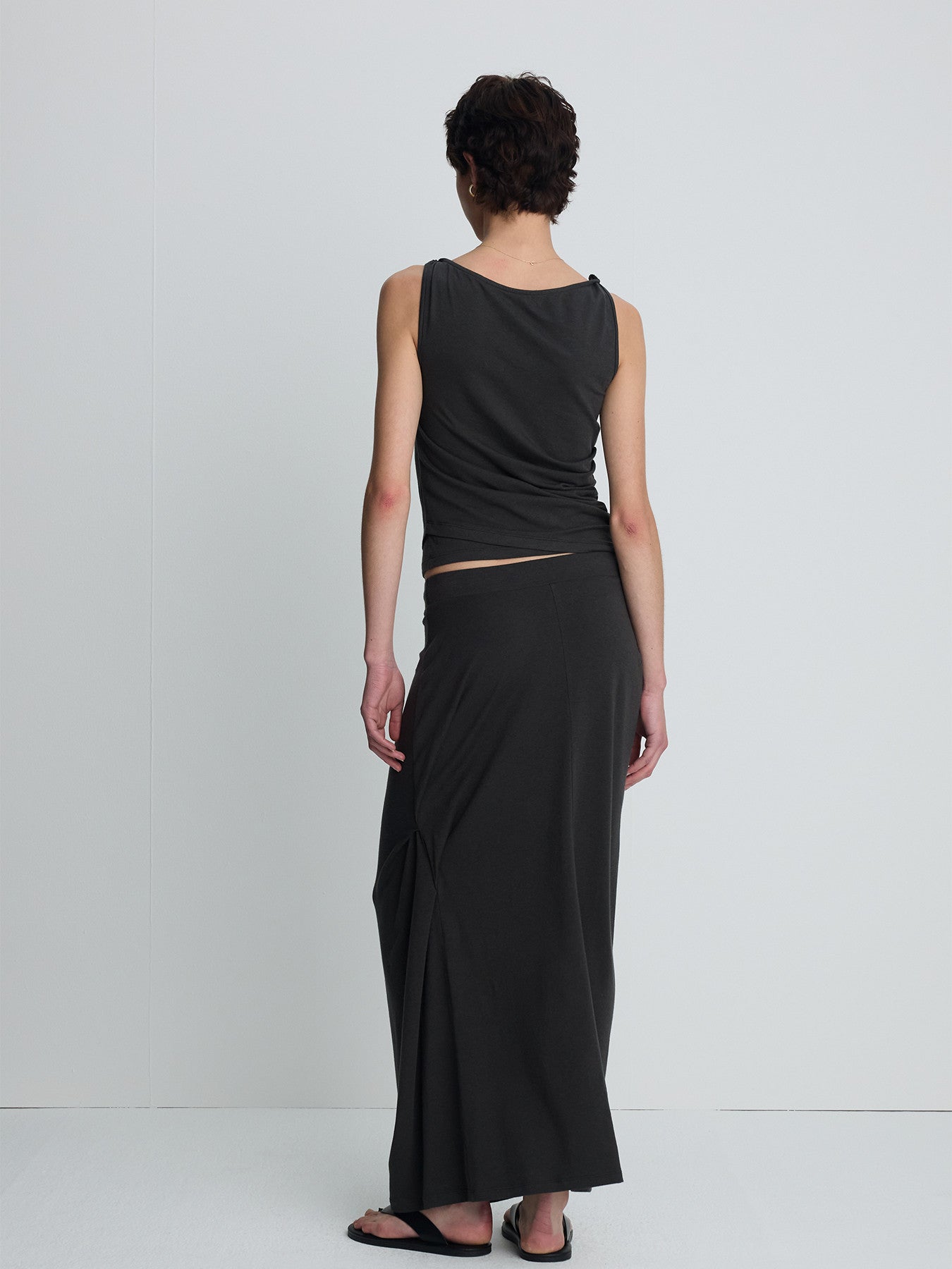Tonywack - Soft Draped Drawstring Skirt (Charcoal) product image 4 | TRAB K-Fashion Australia
