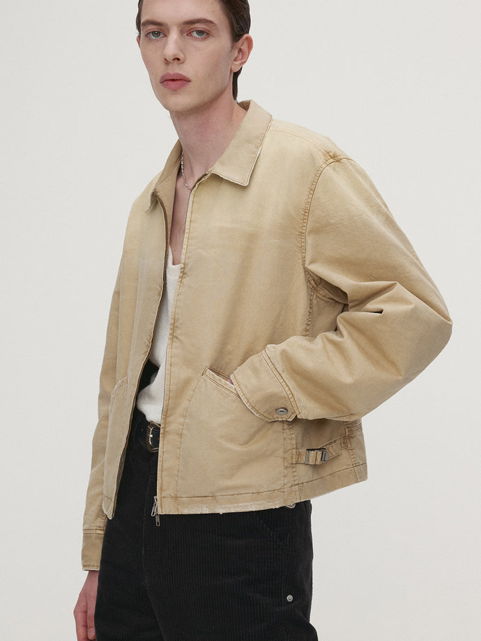 Tonywack - Garment-Dyed Cotton Distressed Mechanic Jacket (Faded Beige) product image 1 | TRAB K-Fashion Australia