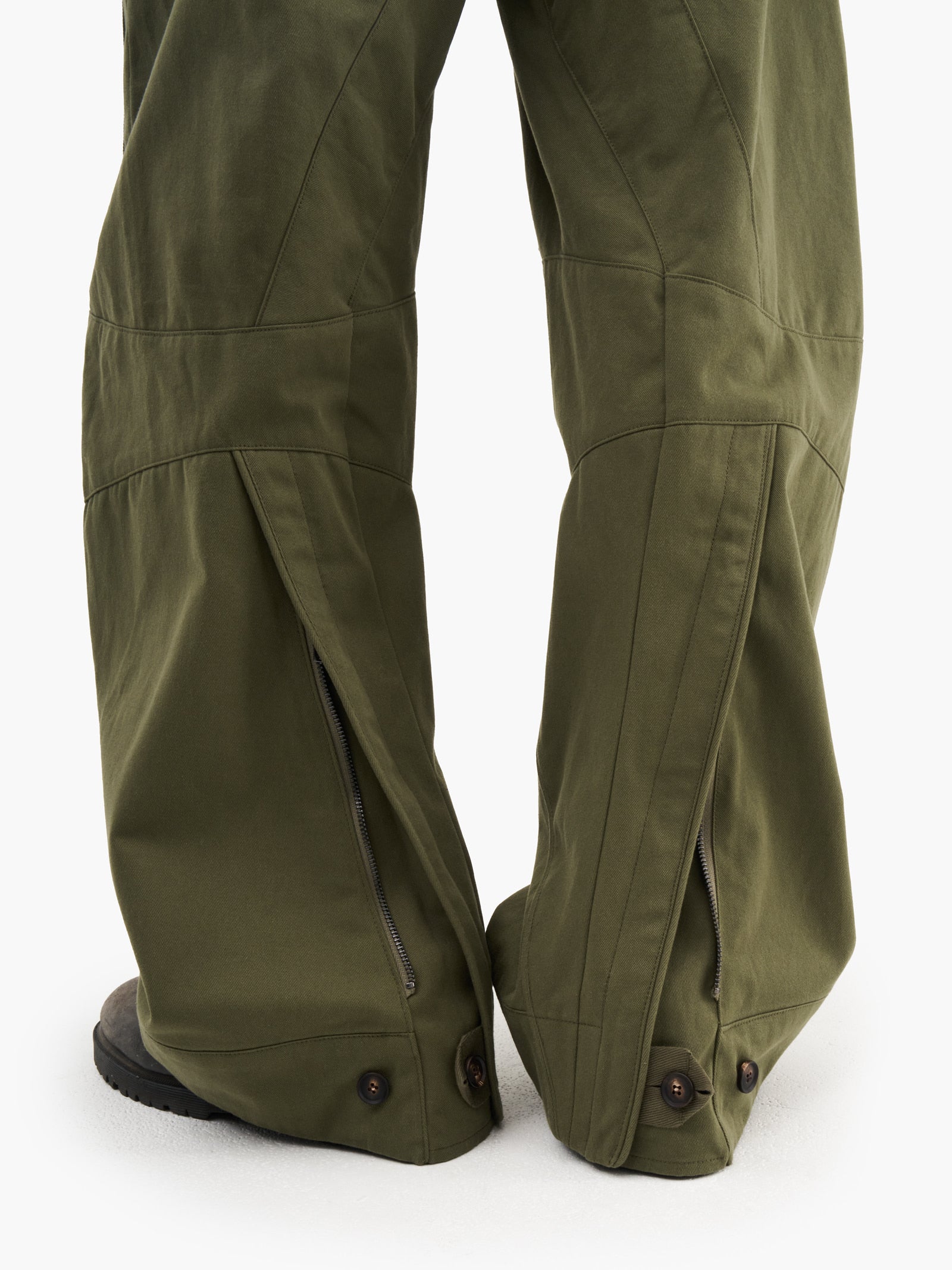 Jiyong Kim - Curved Multi-Pocket Trousers (Green) product image 3 | TRAB K-Fashion Australia