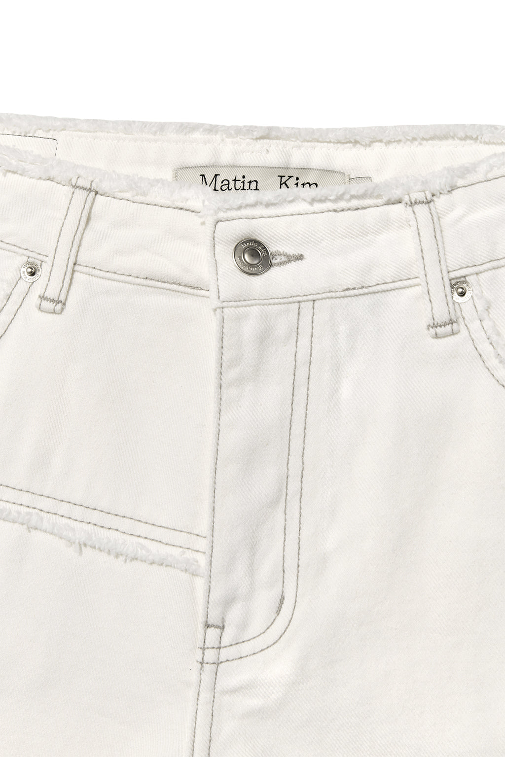 Matin Kim - Cut Line Point Denim Shorts (White) product image 3 | TRAB K-Fashion Australia
