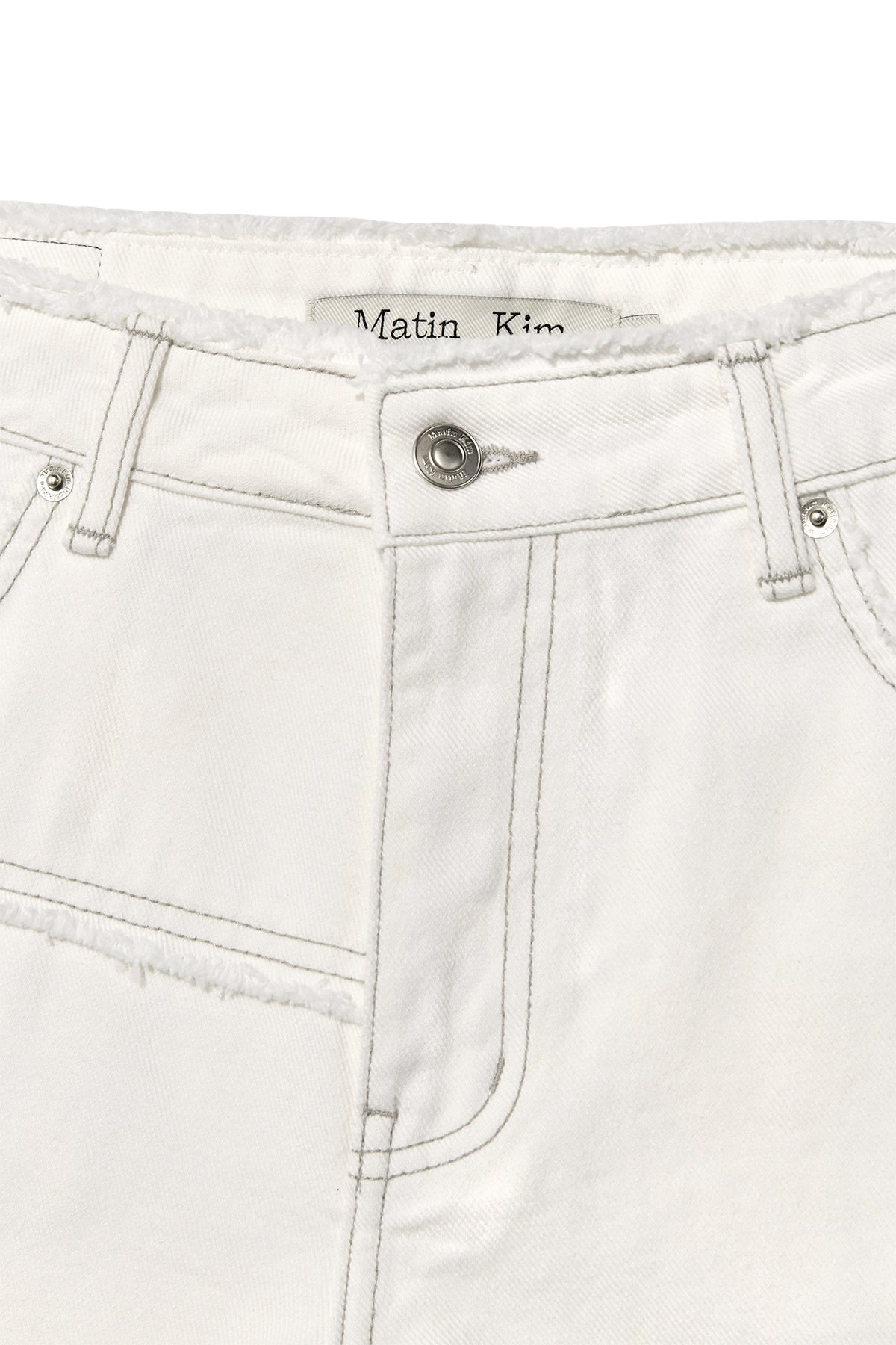 Matin Kim - Cut Line Point Denim Shorts (White) product image 3 | TRAB K-Fashion Australia