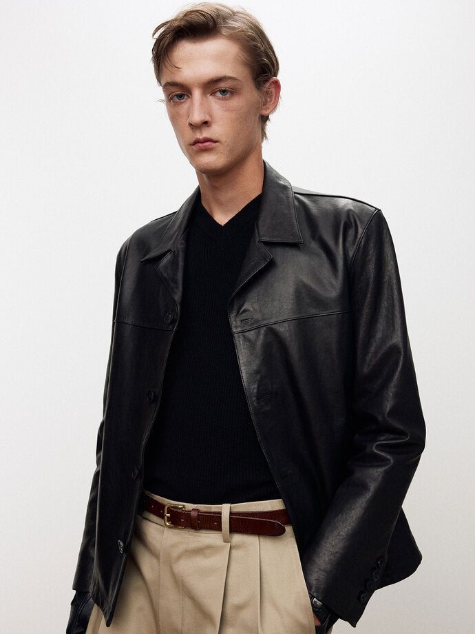 Tonywack - Vegetable Tanned Lamb Leather Jacket (Black) product image 1 | TRAB K-Fashion Australia