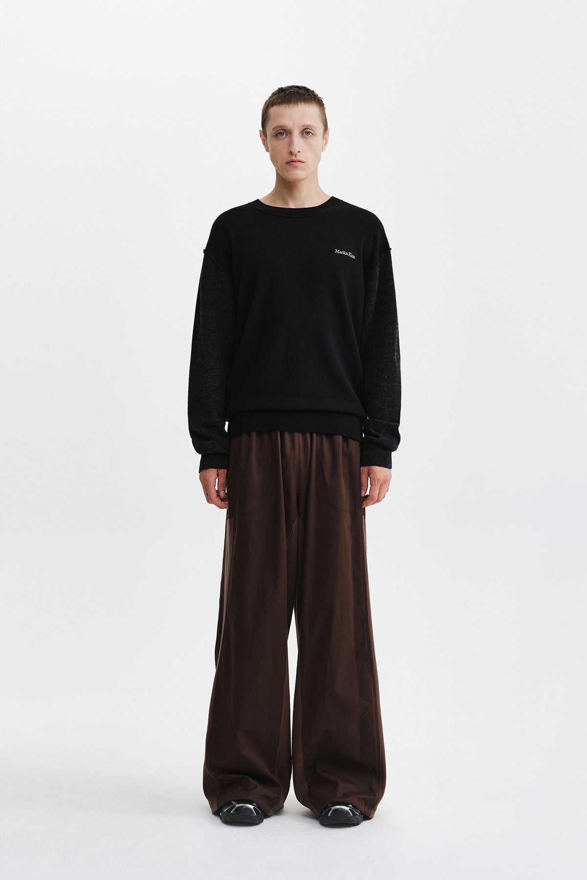 Matin Kim - Waffle Color Block Track Pants (Brown) product image 6 | TRAB K-Fashion Australia