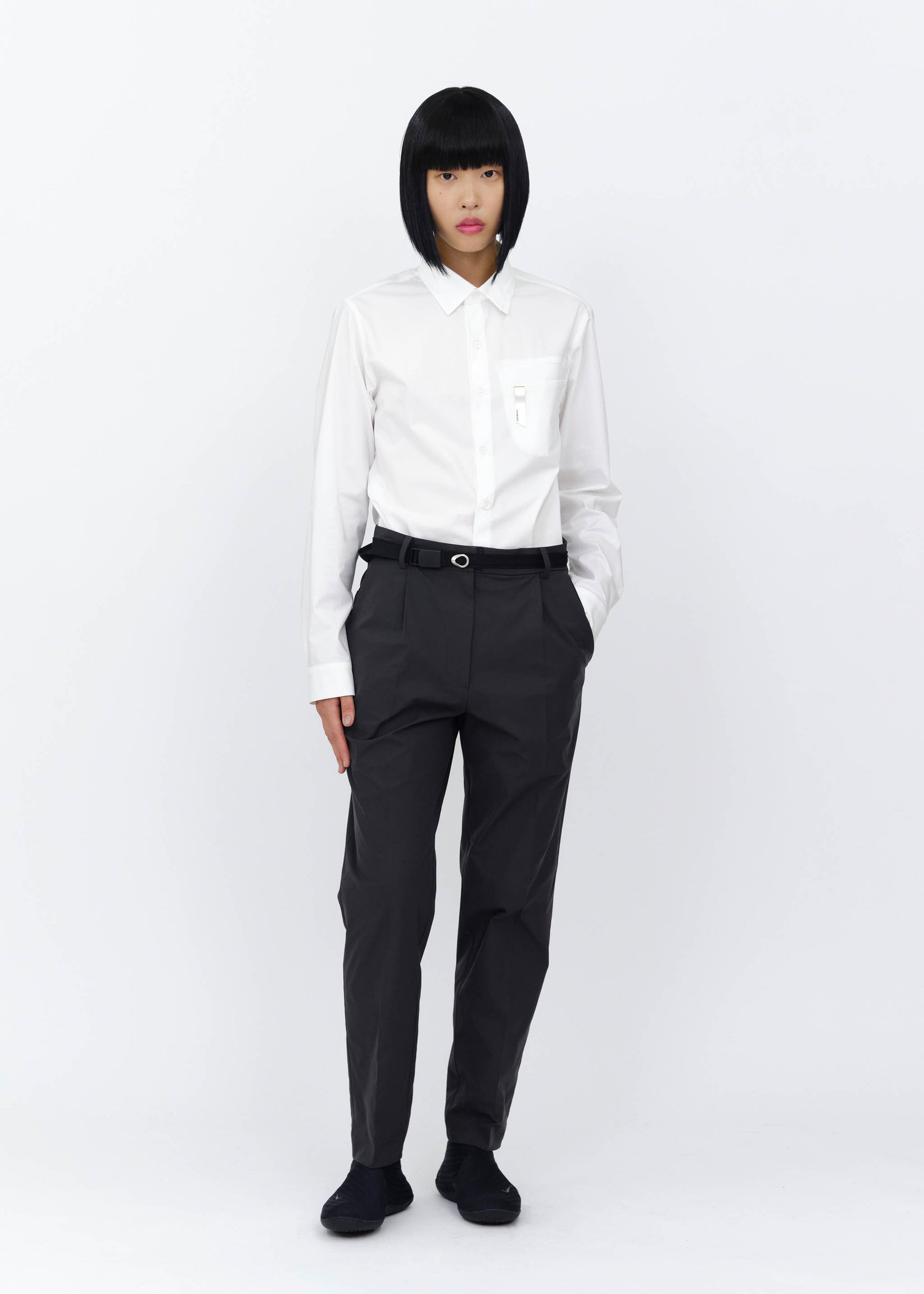 Hyein Seo - Slim Pants w/ Belt (Dark Grey) product image 1 | TRAB K-Fashion Australia