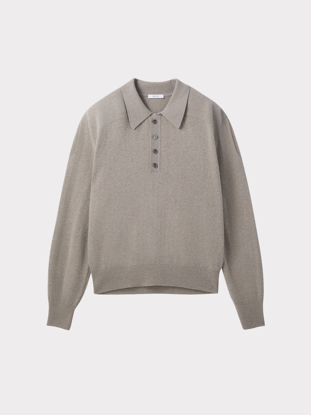 Recto - Double Shoulder Polo Knit Top (Greyish Khaki) product image 5 | TRAB K-Fashion Australia