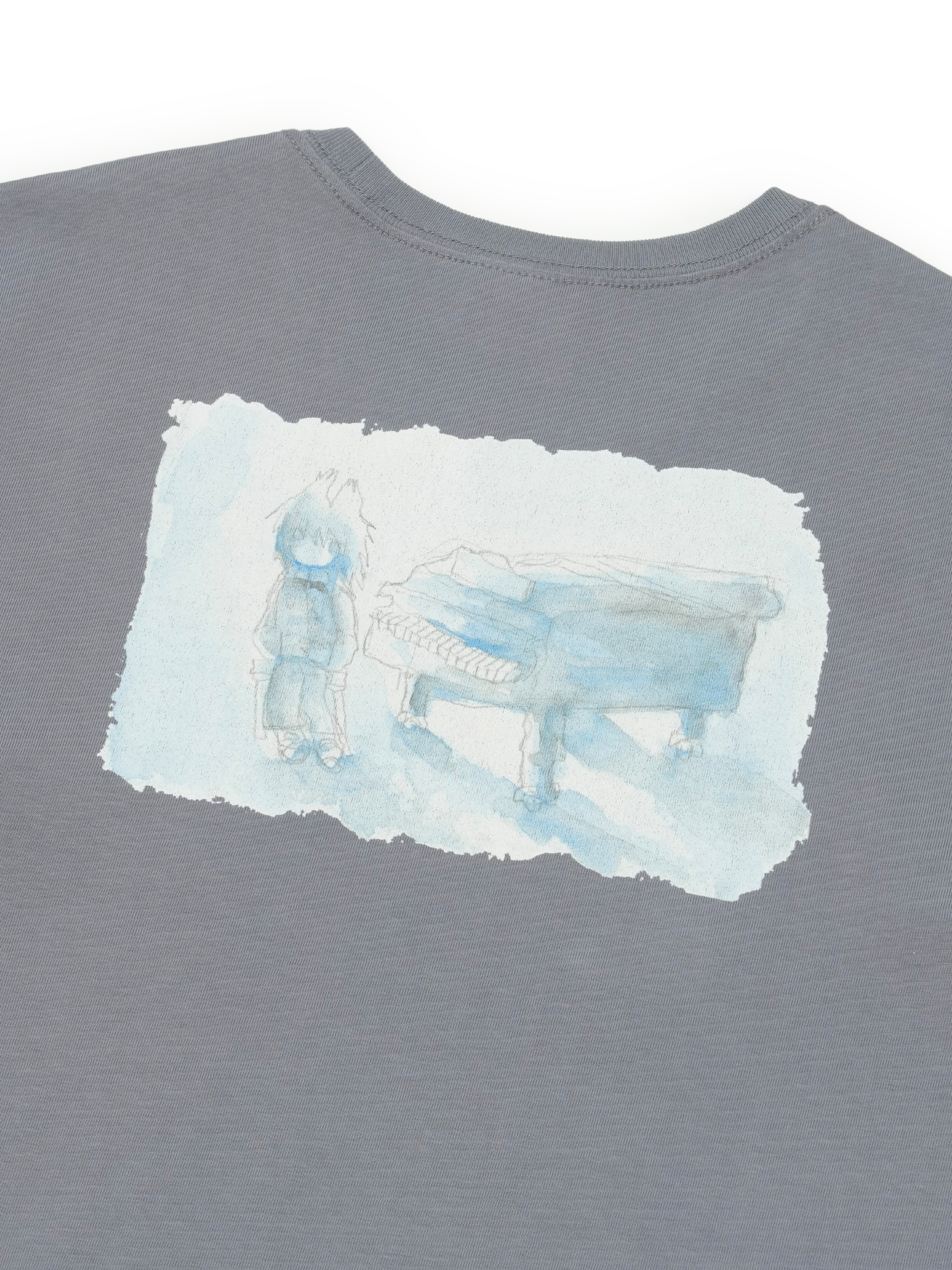 San San Gear - San San X Yuminha Piano T-Shirt (Blue Charcoal) product image 5 | TRAB K-Fashion Australia