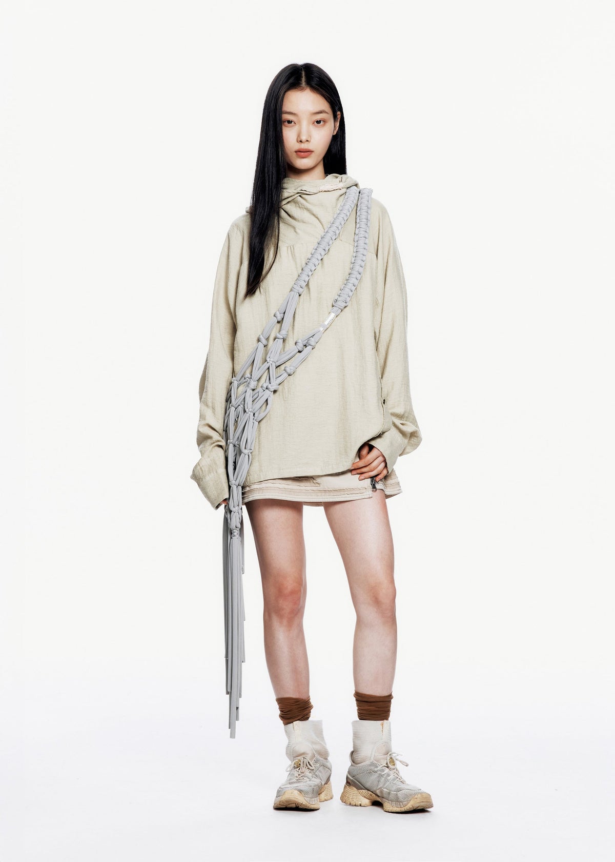Hyein Seo - Macrame Shoulder Bag (Light Grey) product image 6 | TRAB K-Fashion Australia