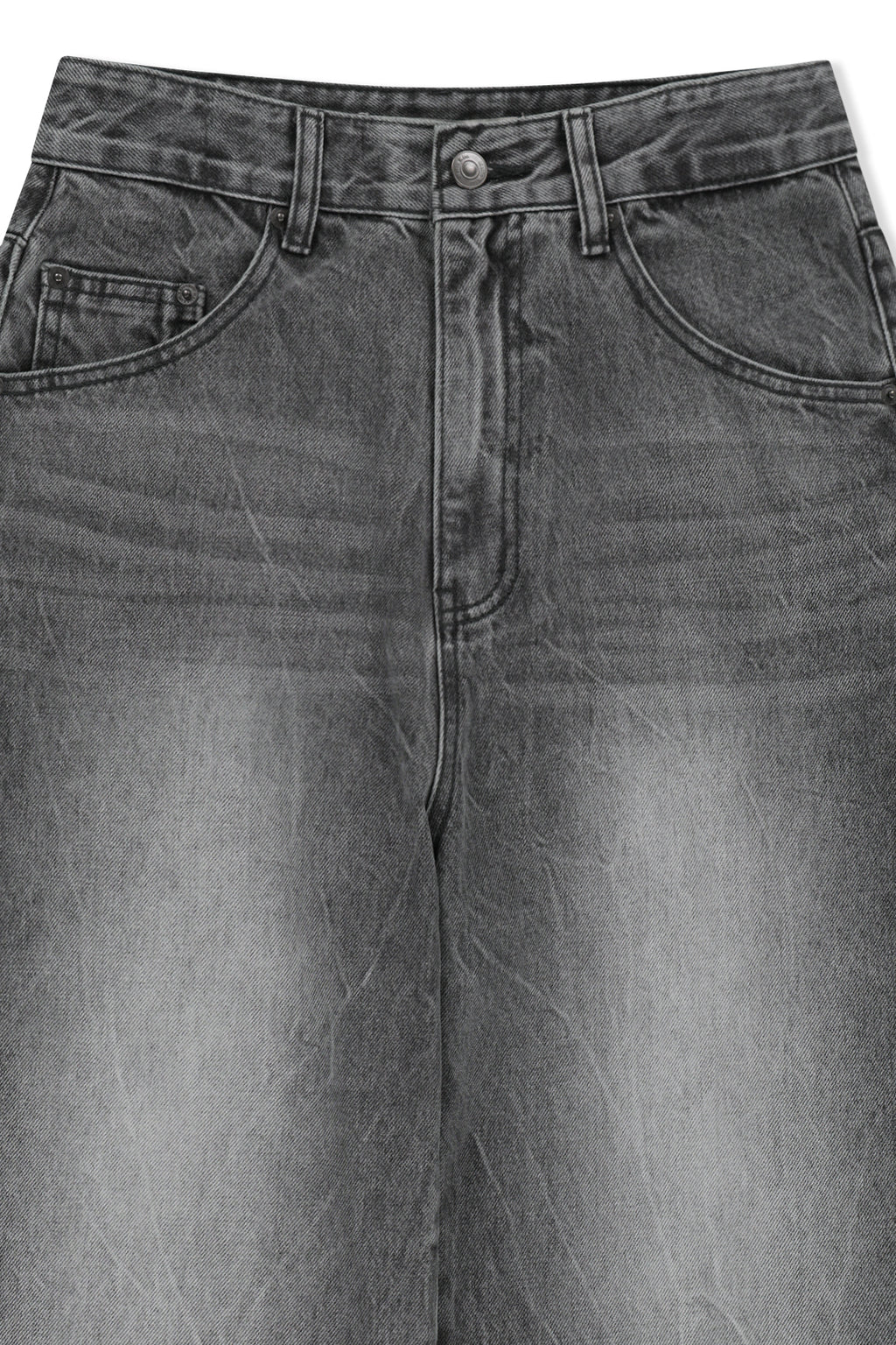 Matin Kim - Matin Waist Logo Wide Denim Pants (Grey) product image 3 | TRAB K-Fashion Australia
