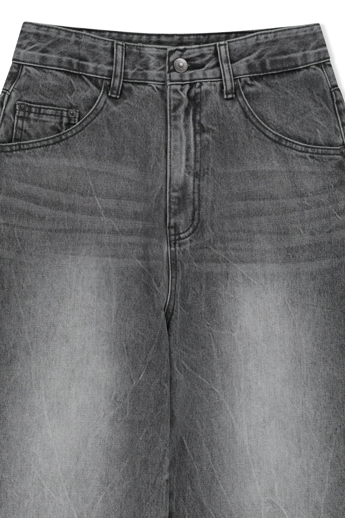 Matin Kim - Matin Waist Logo Wide Denim Pants (Grey) product image 3 | TRAB K-Fashion Australia