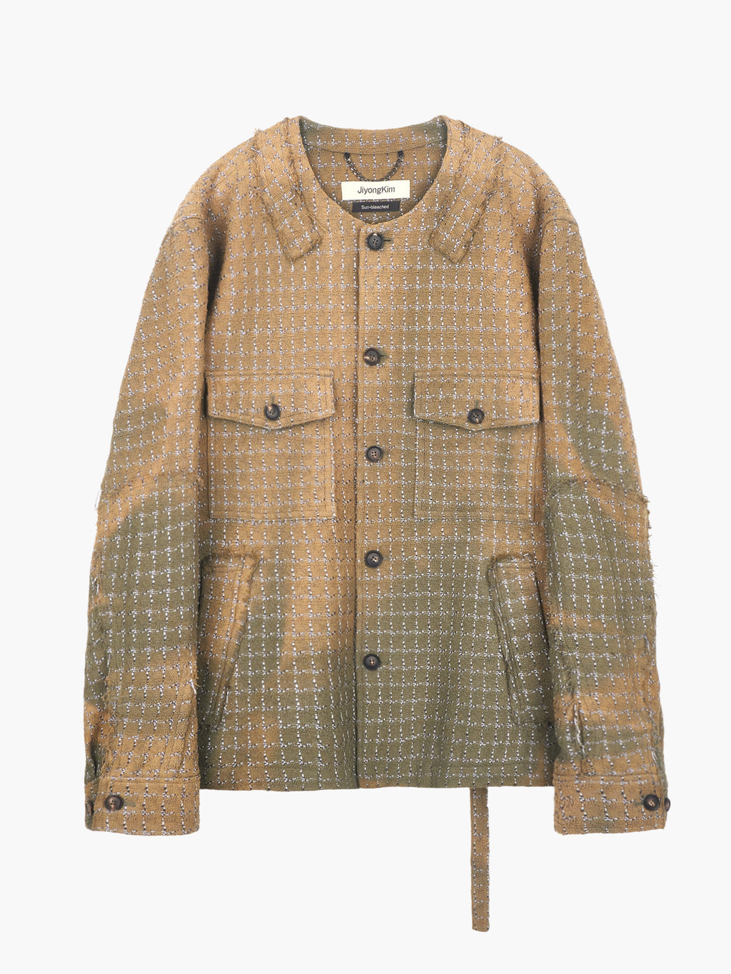 Jiyong Kim - Sun-Bleached Collarless Tweed Jacket (Green) product image 9 | TRAB K-Fashion Australia