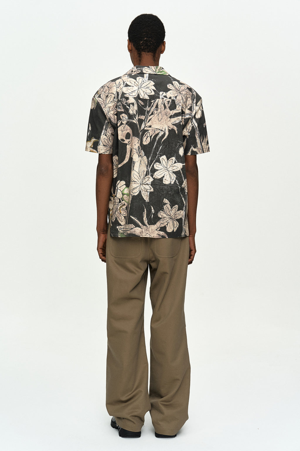 Andersson Bell - Flower Printed Open Collar Shirt (Black/Beige) product image 4 | TRAB K-Fashion Australia