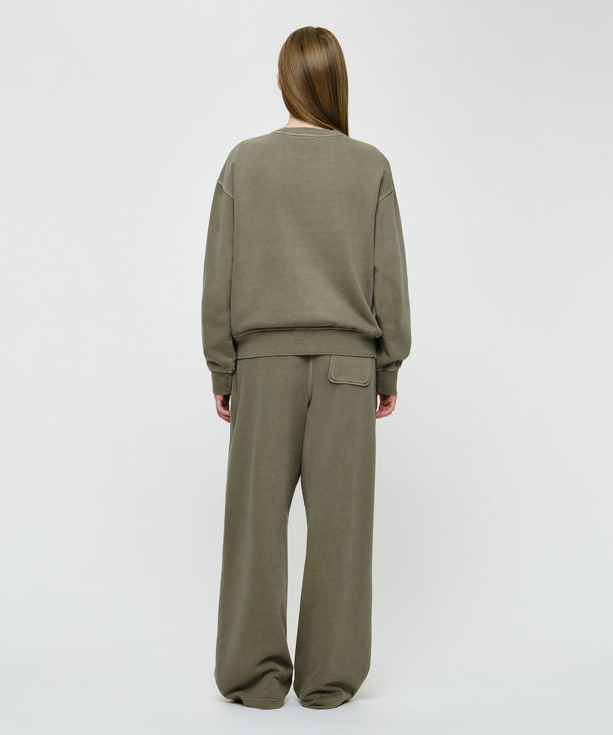 Marithe & Francois Girbaud - Crack Classic Logo Dyeing One Tuck Wide Sweat Pants (Khaki) product image 5 | TRAB K-Fashion Australia