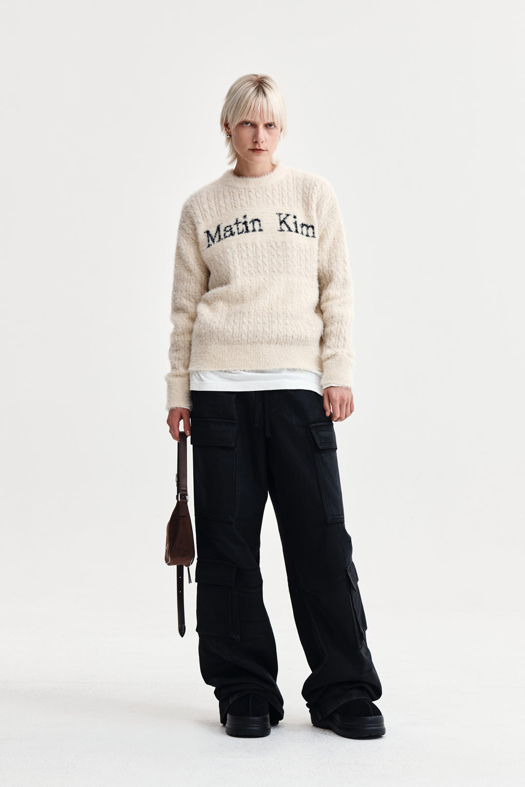 Matin Kim - Hairy Cable Knit Pullover (Light Beige) product image 8 | TRAB K-Fashion Australia