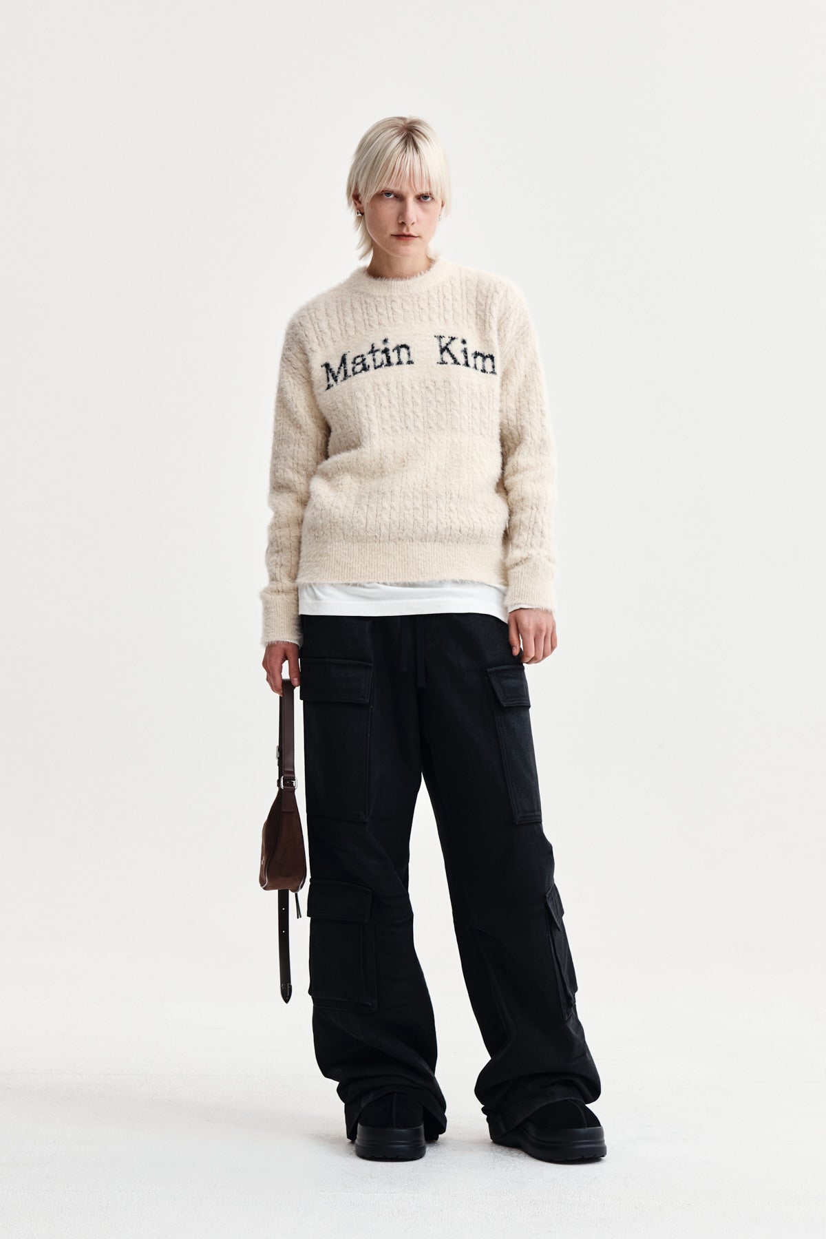 Matin Kim - Hairy Cable Knit Pullover (Light Beige) product image 8 | TRAB K-Fashion Australia