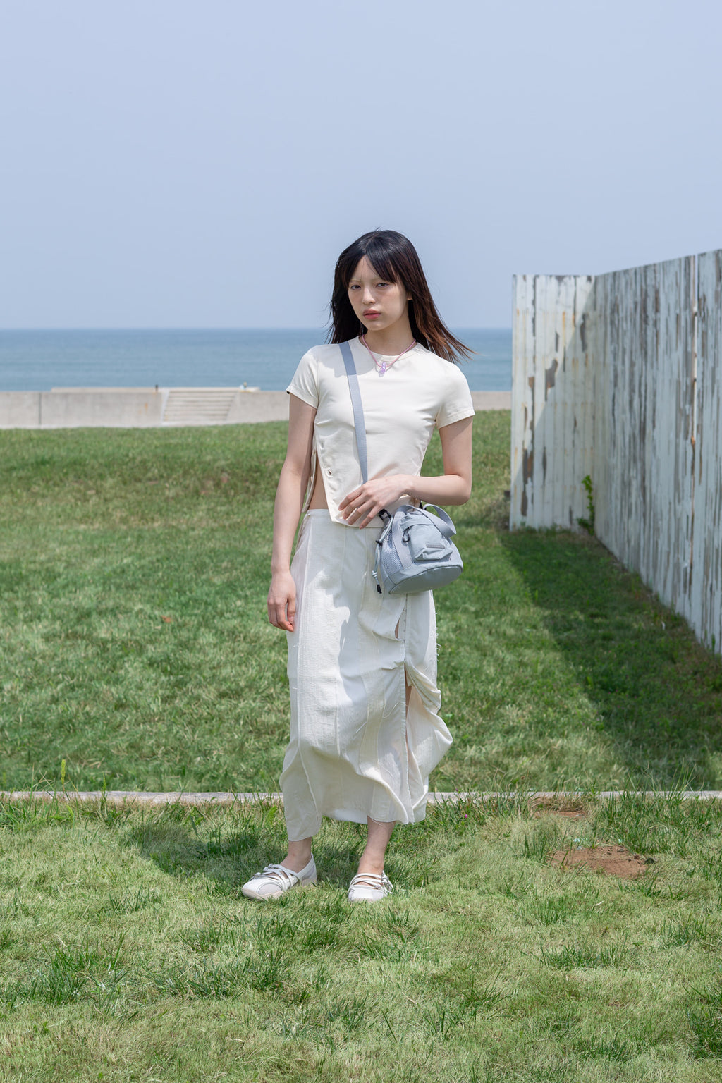 Matin Kim - Slit Button Point Crop Top (Ivory) product image 13 | TRAB K-Fashion Australia