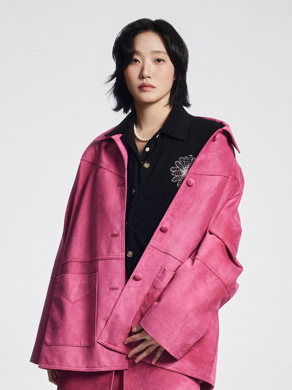 Mardi Mercredi - Suede Oversized Jacket (Pink) product image 1 | TRAB K-Fashion Australia
