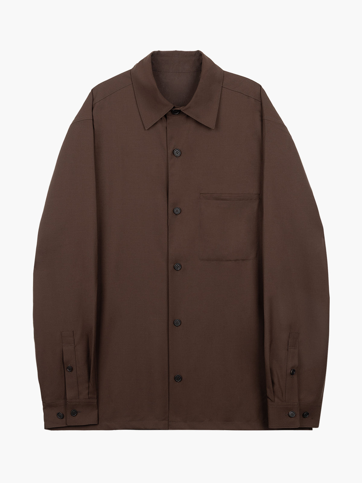 Jiyong Kim - Super Fine Wool Front Pocket Shirt (Brown) product image 7 | TRAB K-Fashion Australia