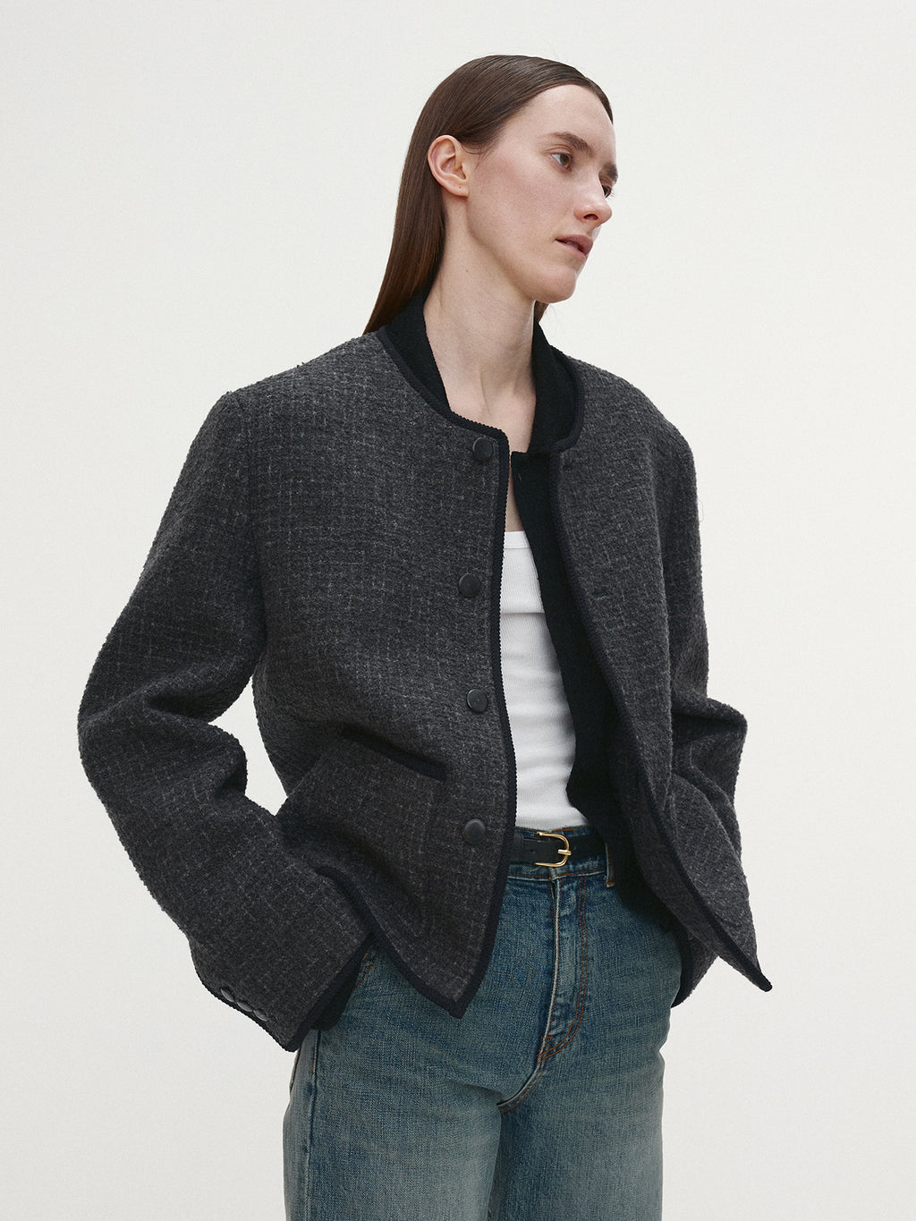 Tonywack - Wool Tweed Blouson Jacket (Dark Grey) product image 5 | TRAB K-Fashion Australia